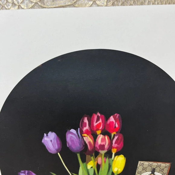 Authentic Lithograph Gallery Wall Art Gucci Bee Logo Still Life Tulip Flowers - Picture 6 of 13
